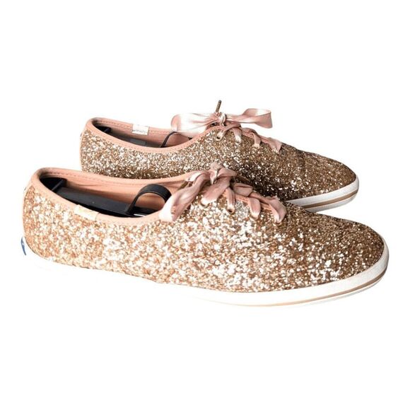 KATE SPADE NEW YORK Keds X Champion Glitter Sneakers In Rose Gold Size 8.5 - Picture 6 of 10